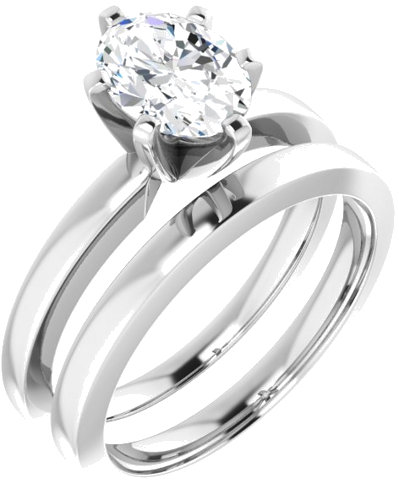 Sužadėtuvių Žiedas „Solitaire“ 585 Baltojo Aukso Oval 8mm x 6mm (6)