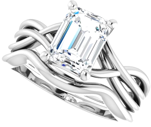 14K White 8x6 mm Emerald Solitaire Engagement Ring Mounting (10)