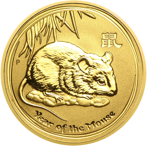 1/10 oz Pelės gads 2008 (LUNAR II) Austrālijas zelta monēta (1)