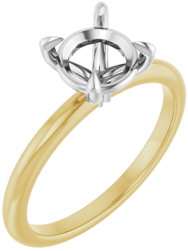 14K Yellow White 7.4 mm Round Solitaire Engagement Ring Mounting (1)