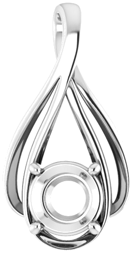 14K White  8 mm Round Pendant Mounting (1)