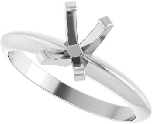 14K White 6.5x4.5 mm Emerald Solitaire Engagement Ring Mounting (5)