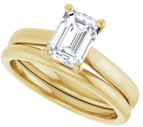 Sužadėtuvių Žiedas „Solitaire“ 585 Geltonojo Aukso Emerald 7mm x 5mm (10)