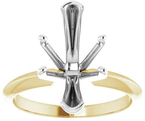 14K Yellow   White 6-Prong 15x7 mm Marquise V-End Solitaire Ring Mounting (3)