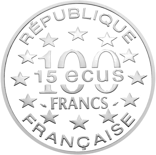 100 Frankų Triumfo arka 1993 Prancūzija sidabrinė moneta (2)