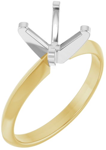 14K Yellow White 7.6 mm Round Solitaire Engagement Ring Mounting (1)