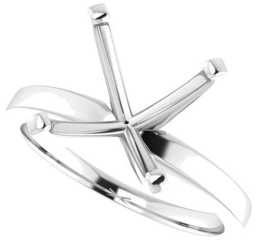 14K White 8x8 mm Square Solitaire Engagement Ring Mounting (5)