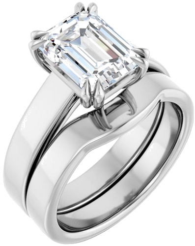 14K White 9x7 mm Emerald Engagement Ring Mounting (6)