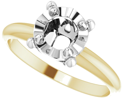 14K Yellow   White 5.8 mm Round 4-Prong Illusion Solitaire Ring Mounting (5)