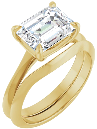 Sužadėtuvių Žiedas „Solitaire“ 585 Geltonojo Aukso Emerald 9mm x 7mm (6)