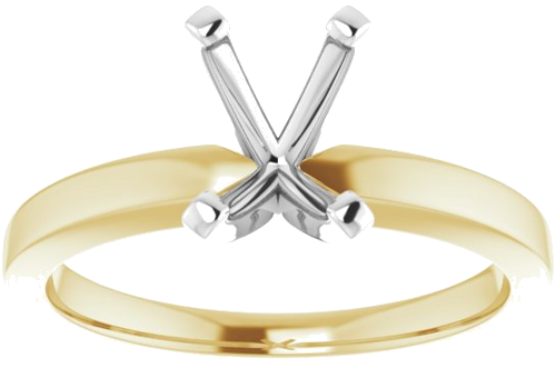 14K Yellow White 7x5 mm Emerald Solitaire Engagement Ring Mounting (3)