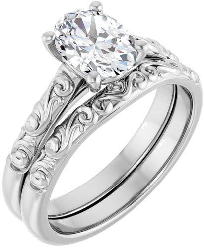 Sužadėtuvių Žiedas „Solitaire“ 585 Baltojo Aukso Oval 8mm x 6mm (4)