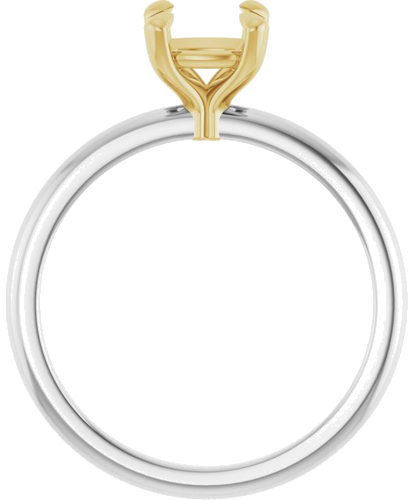 14K White Yellow 6x6 mm Cushion Solitaire Engagement Ring Mounting (2)