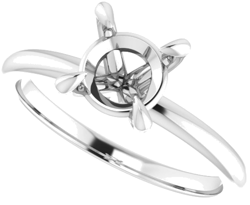 14K White  7 mm Round Solitaire Engagement Ring Mounting (5)