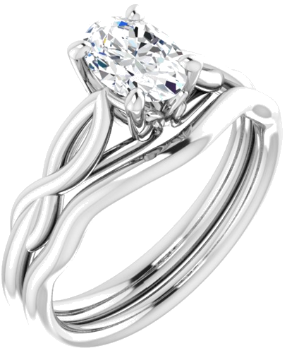 14K White  7x5 mm Oval Solitaire Engagement Ring Mounting (6)