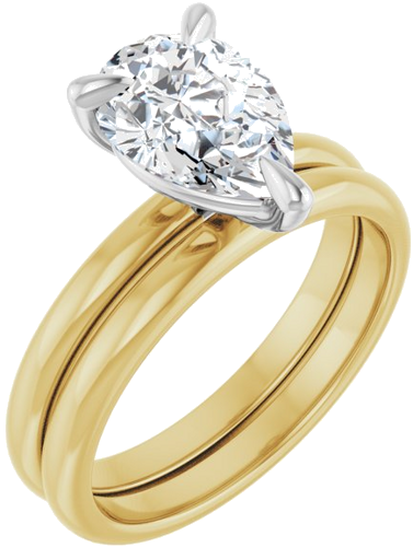 Sužadėtuvių Žiedas „Solitaire“ 585 Baltojo Ir Geltonojo Aukso Pear Shape 10mm x 7mm (6)