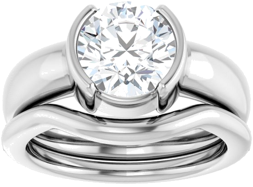 Platinum 8 mm Round Half Bezel Solitaire Engagement Ring Mounting (8)