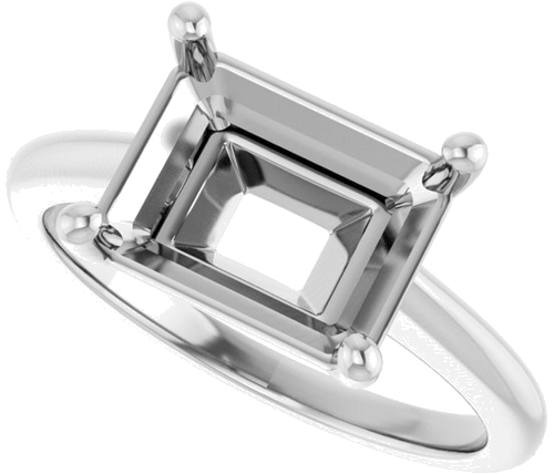 Sužadėtuvių Žiedas „Solitaire“ 585 Baltojo Aukso Emerald 10mm x 8mm (5)