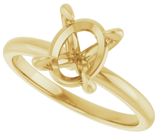 Sužadėtuvių Žiedas „Solitaire“ 750 Geltonojo Aukso Oval 9mm x 7mm (5)