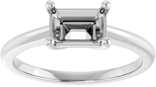 Sužadėtuvių Žiedas „Solitaire“ 585 Baltojo Aukso Emerald 7mm x 5mm (3)