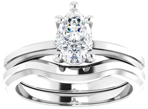 14K White 8x5 mm Pear Solitaire Engagement Ring Mounting (8)