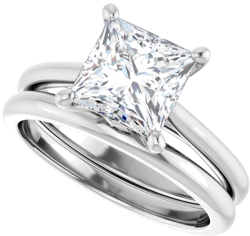 14K White 7 mm Square Solitaire Engagement Ring Mounting (10)