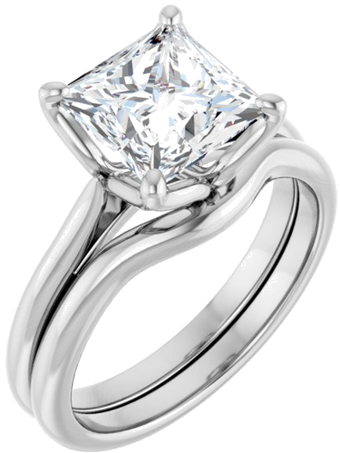 Sužadėtuvių Žiedas „Solitaire“ 14k white gold Square 7.5mm (6)