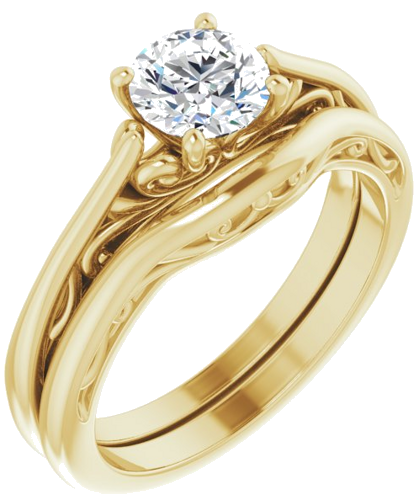 14K Yellow 5.8 mm Round Engagement Ring Mounting (16)