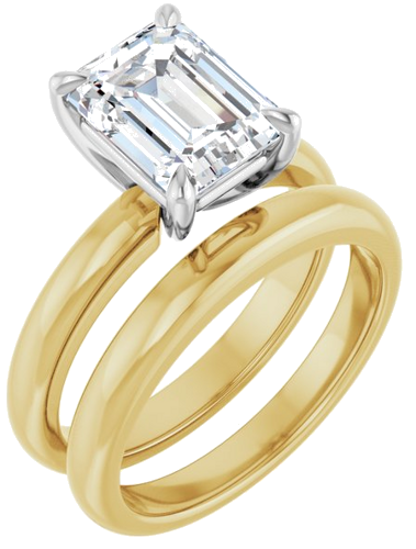 14K Yellow White 9x7 mm Emerald Solitaire Engagement Ring Mounting (6)