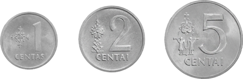 1991 Литва 5, 2 и 1 цент комплект UNC (1)