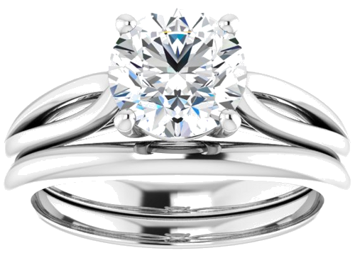 14K White 7.4 mm Round Engagement Ring Mounting (8)