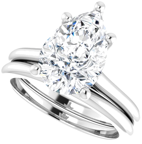 Platinum 12x8 mm Pear Solitaire Engagement Ring Mounting (10)