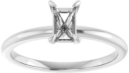 14K White  6x4 mm Emerald Solitaire Engagement Ring Mounting (3)