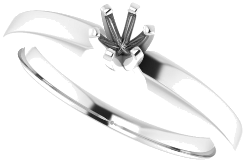 10K White 3.4 mm Round Solitaire Engagement Ring Mounting (5)