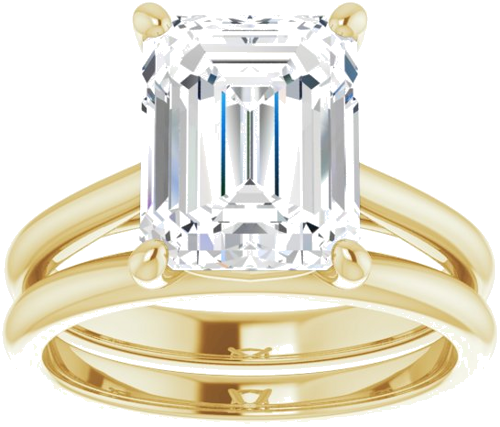 Sužadėtuvių Žiedas „Solitaire“ 585 Geltonojo Aukso Emerald 10mm x 8mm (8)