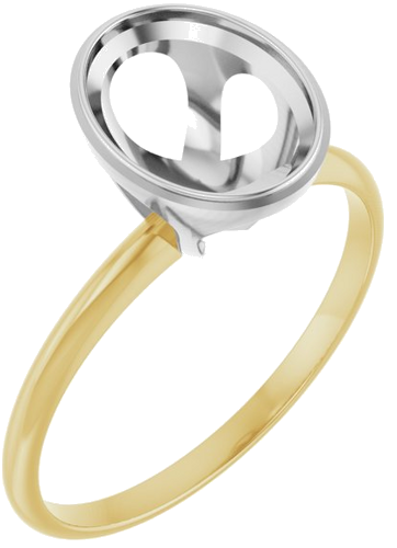 Sužadėtuvių Žiedas „Solitaire“ 585 Baltojo Ir Geltonojo Aukso Oval 9mm x 7mm (1)