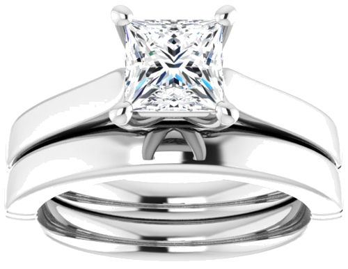 14K White  5.5 mm Square Solitaire Engagement Ring Mounting (8)