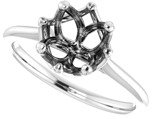 14K White 7.4 mm Round Solitaire Engagement Ring Mounting (5)