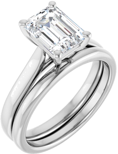 Sužadėtuvių Žiedas „Solitaire“ 585 Baltojo Aukso Emerald 8mm x 6mm (6)