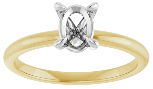 Sužadėtuvių Žiedas „Solitaire“ 585 Baltojo Ir Geltonojo Aukso Oval 7mm x 5mm (3)