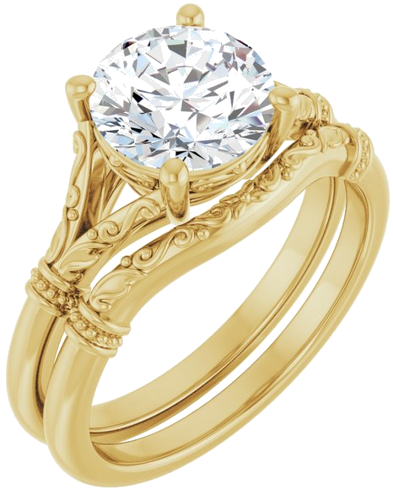14K Yellow 8 mm Round Solitaire Engagement Ring Mounting (6)