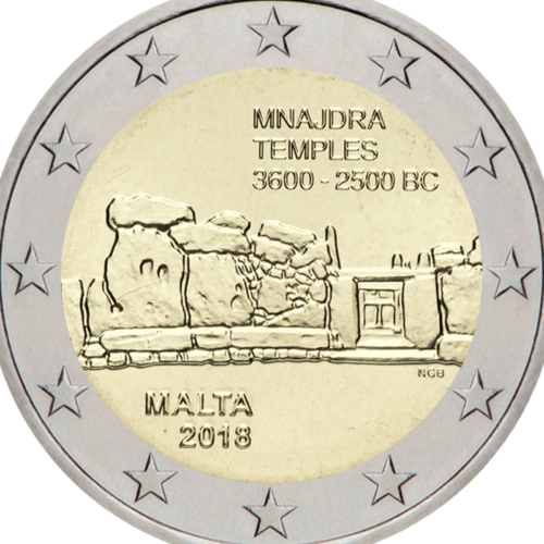 2018 Мальта Храмы Мнайдра монета 2 евро (2)