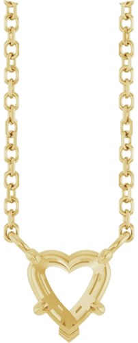 14K Yellow 5.5 mm Heart Solitaire 18  Necklace (1)