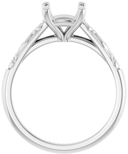 14K White 7 mm Cushion Solitaire Engagement Ring Mounting (2)