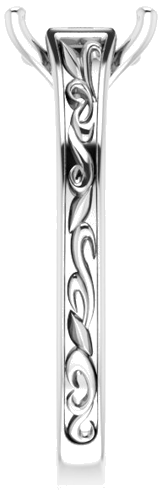 Sužadėtuvių Žiedas „Scroll Solitaire“ 585 Baltojo Aukso Emerald 7mm x 5mm (4)