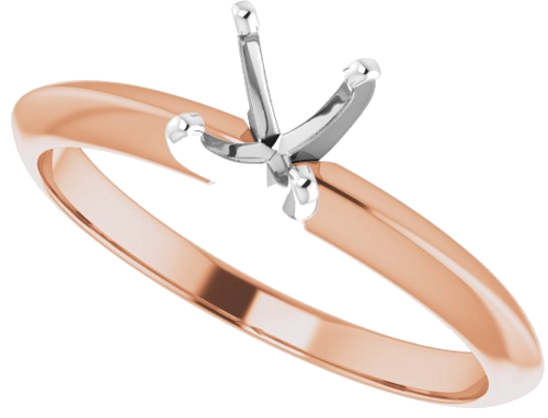 14K Rose White 5-5.3 mm Round 4-Prong Light Solitaire Ring Mounting (5)