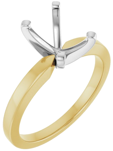 Sužadėtuvių Žiedas „Solitaire“ 585 Baltojo Ir Geltonojo Aukso Emerald 8mm x 6mm (1)