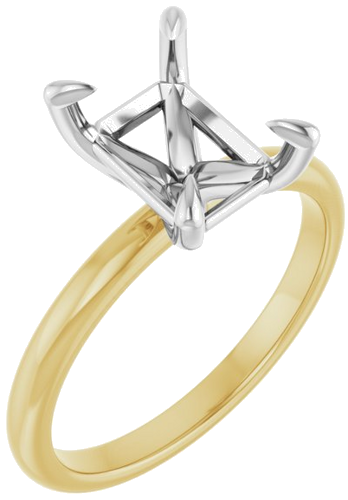 14K Yellow White 9 x 7 mm Emerald Engagement Ring Mounting (1)