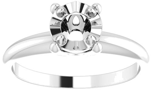 14K White 5.2 mm Round 4-Prong Illusion Solitaire Ring Mounting (3)
