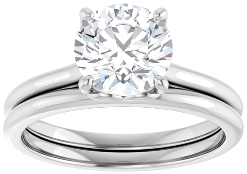 14K White  7.4 mm Round Solitaire Engagement Ring Mounting (8)